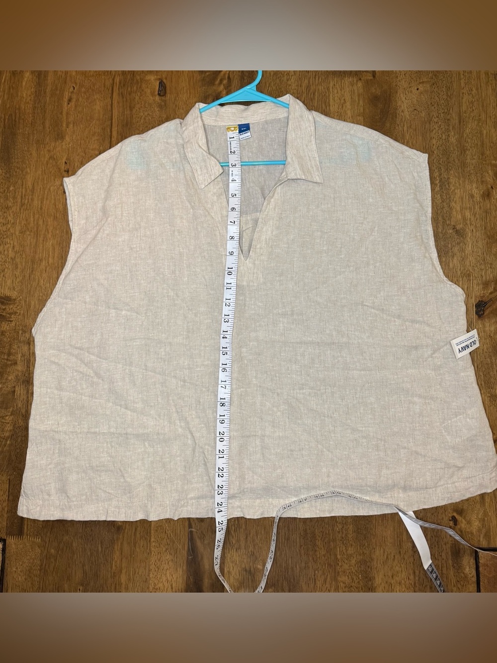 Old Navy Natural Beige Linen Sleeveless Shirt